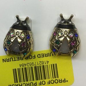 Betsey Johnson New Gold Beetle Earrings